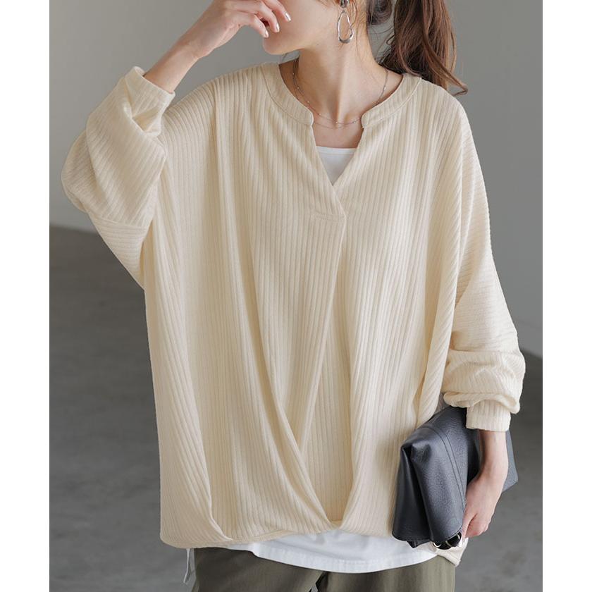 HUG.U（ハグユー） トップス キーネック カットソー レディース リブ