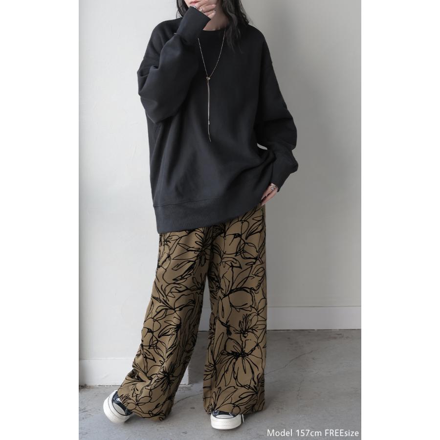 パンツ ワイド 花柄 レディース ワイドパンツ フロッキー 太い ガウチョ ガウチョパンツ ボトムス ロング | HUG.U | 23