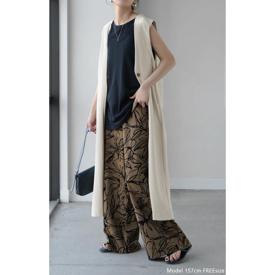 パンツ ワイド 花柄 レディース ワイドパンツ フロッキー 太い ガウチョ ガウチョパンツ ボトムス ロング | HUG.U | 08