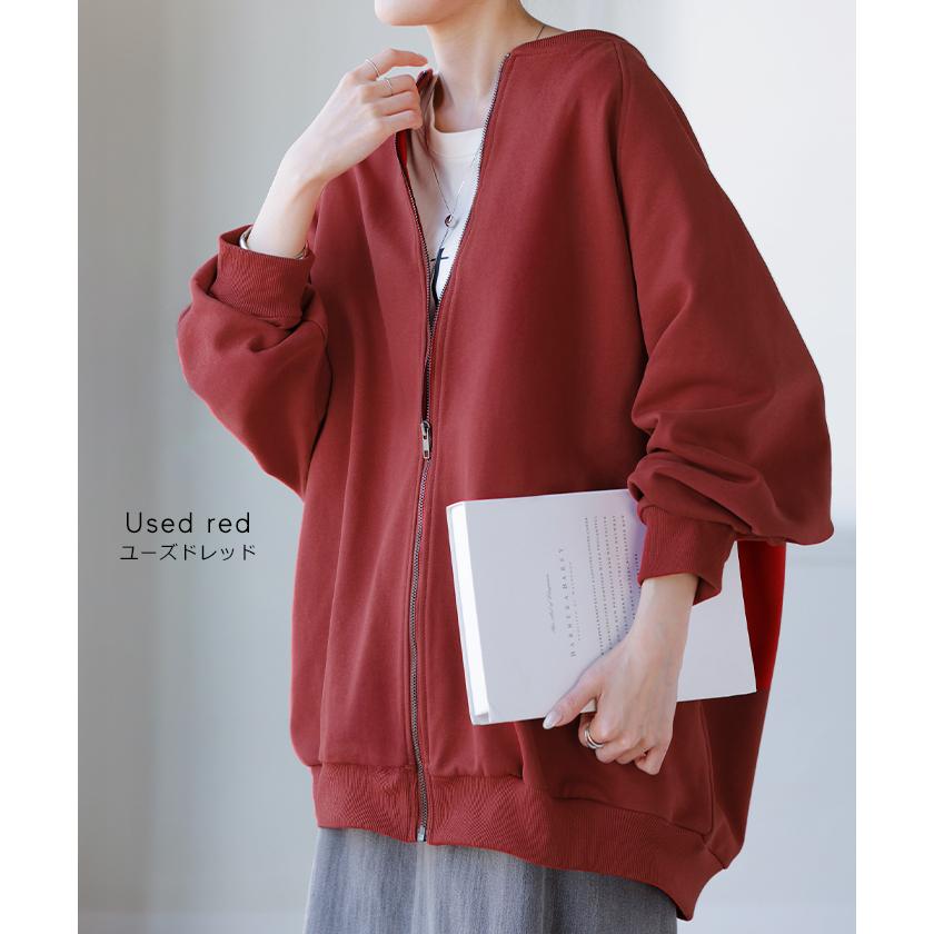 アウター ブルゾン レディース ロング ジャケット ジャンパー ボリュームスリーブ MA-1 裏毛 リブ ドルマン ラグランスリーブ 羽織 耐久性 速乾 ライトアウター | HUG.U | 15