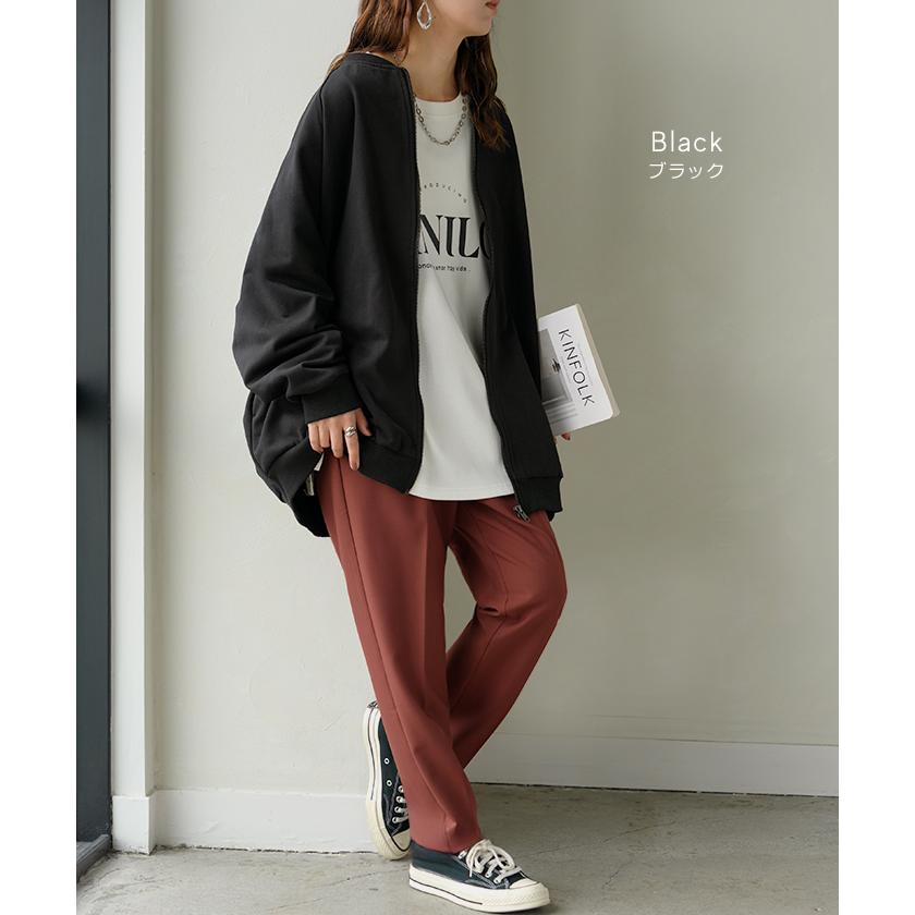 アウター ブルゾン レディース ロング ジャケット ジャンパー ボリュームスリーブ MA-1 裏毛 リブ ドルマン ラグランスリーブ 羽織 耐久性 速乾 ライトアウター | HUG.U | 14