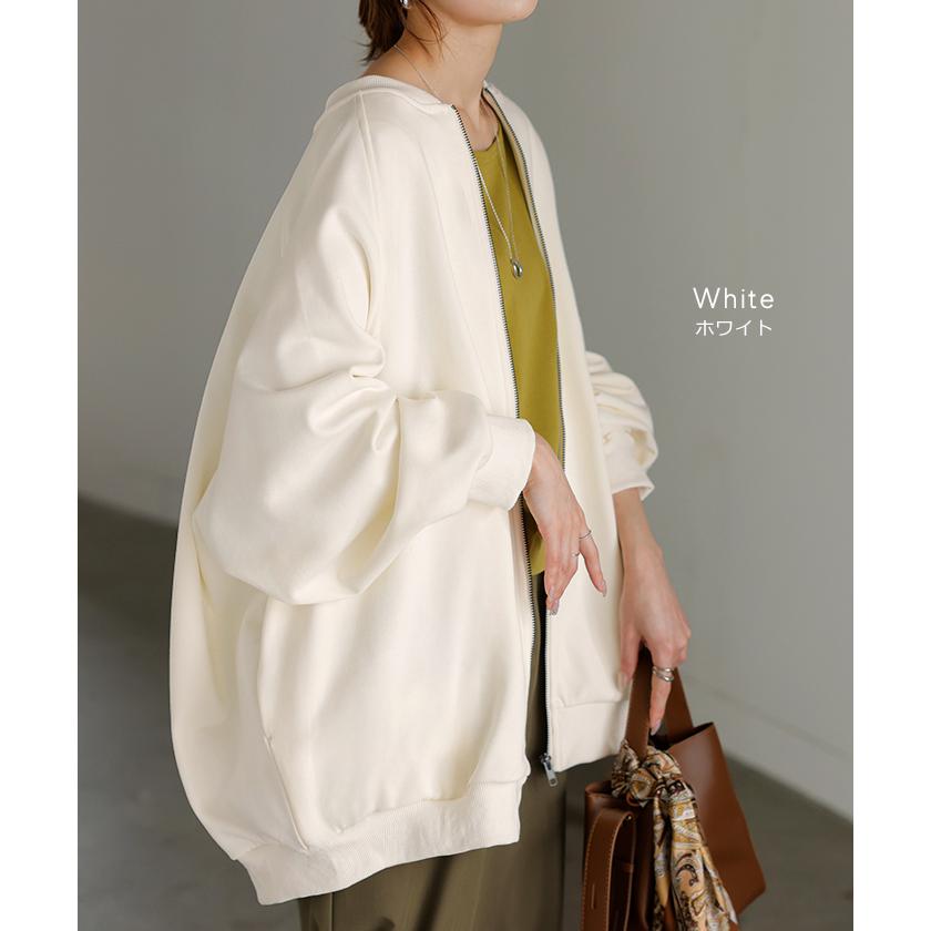 アウター ブルゾン レディース ロング ジャケット ジャンパー ボリュームスリーブ MA-1 裏毛 リブ ドルマン ラグランスリーブ 羽織 耐久性 速乾 ライトアウター | HUG.U | 16