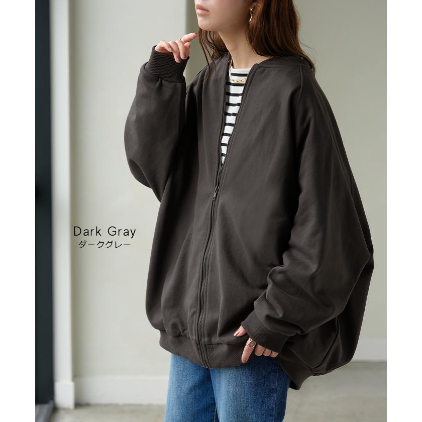 アウター ブルゾン レディース ロング ジャケット ジャンパー ボリュームスリーブ MA-1 裏毛 リブ ドルマン ラグランスリーブ 羽織 耐久性 速乾 ライトアウター | HUG.U | 16