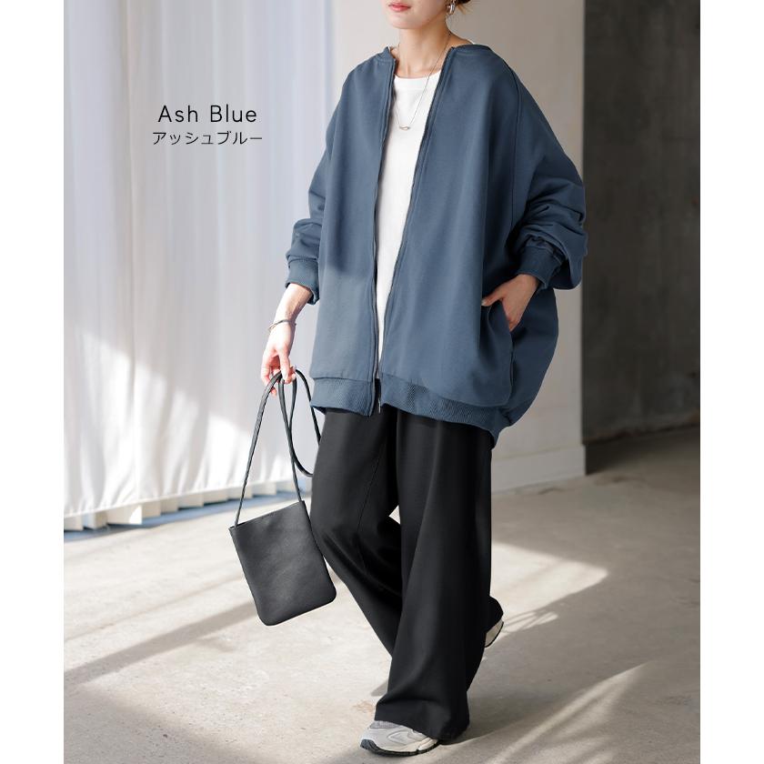 アウター ブルゾン レディース ロング ジャケット ジャンパー ボリュームスリーブ MA-1 裏毛 リブ ドルマン ラグランスリーブ 羽織 耐久性 速乾 ライトアウター | HUG.U | 20