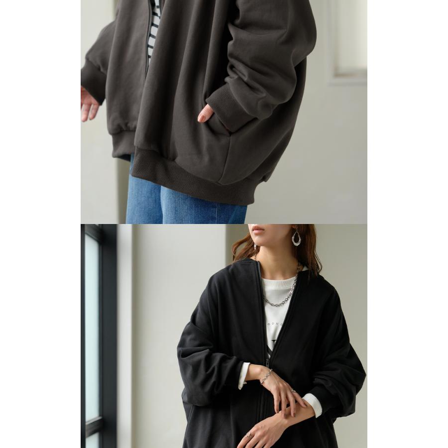 アウター ブルゾン レディース ロング ジャケット ジャンパー ボリュームスリーブ MA-1 裏毛 リブ ドルマン ラグランスリーブ 羽織 耐久性 速乾 ライトアウター | HUG.U | 20