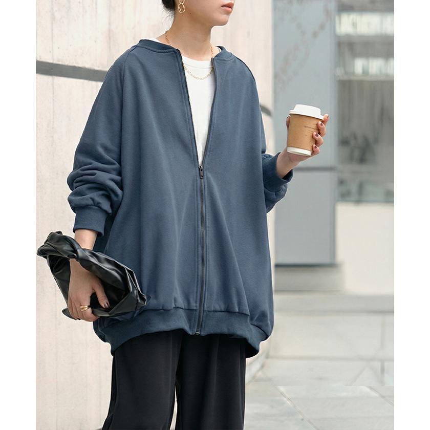 アウター ブルゾン レディース ロング ジャケット ジャンパー ボリュームスリーブ MA-1 裏毛 リブ ドルマン ラグランスリーブ 羽織 耐久性 速乾 ライトアウター | HUG.U | 08