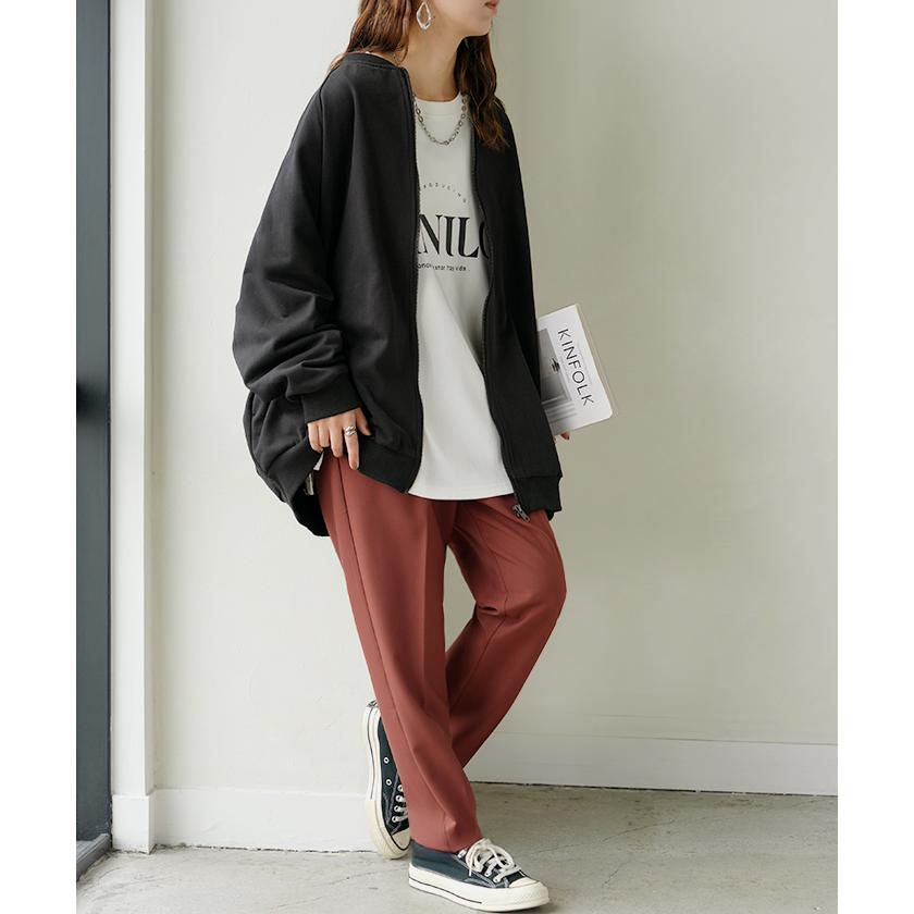 アウター ブルゾン レディース ロング ジャケット ジャンパー ボリュームスリーブ MA-1 裏毛 リブ ドルマン ラグランスリーブ 羽織 耐久性 速乾 ライトアウター | HUG.U | 14