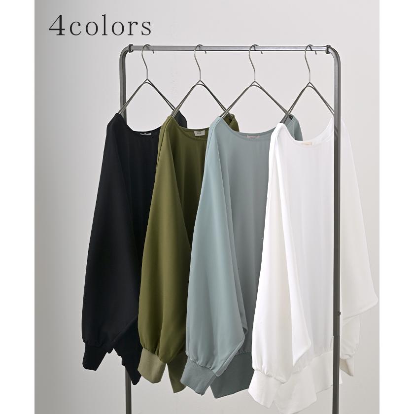 シャツ レディース ノーカラー トップス バンドカラー ブラウス ロング ロングシャツ チュニック プルオーバー ドルマン ボリュームスリーブ 長袖 無地 きれいめ | HUG.U | 13