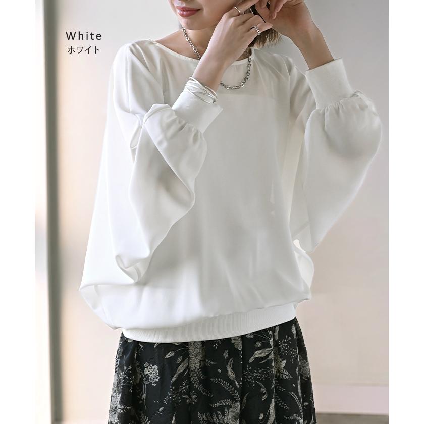 シャツ レディース ノーカラー トップス バンドカラー ブラウス ロング ロングシャツ チュニック プルオーバー ドルマン ボリュームスリーブ 長袖 無地 きれいめ | HUG.U | 14