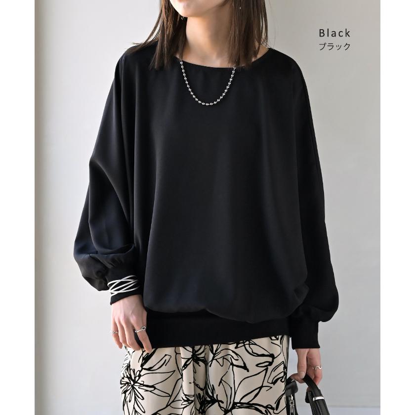 シャツ レディース ノーカラー トップス バンドカラー ブラウス ロング ロングシャツ チュニック プルオーバー ドルマン ボリュームスリーブ 長袖 無地 きれいめ | HUG.U | 18