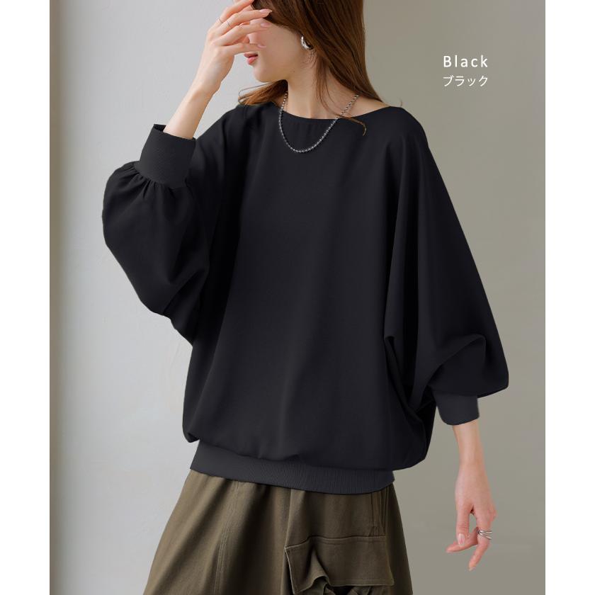 シャツ レディース ノーカラー トップス バンドカラー ブラウス ロング ロングシャツ チュニック プルオーバー ドルマン ボリュームスリーブ 長袖 無地 きれいめ | HUG.U | 18