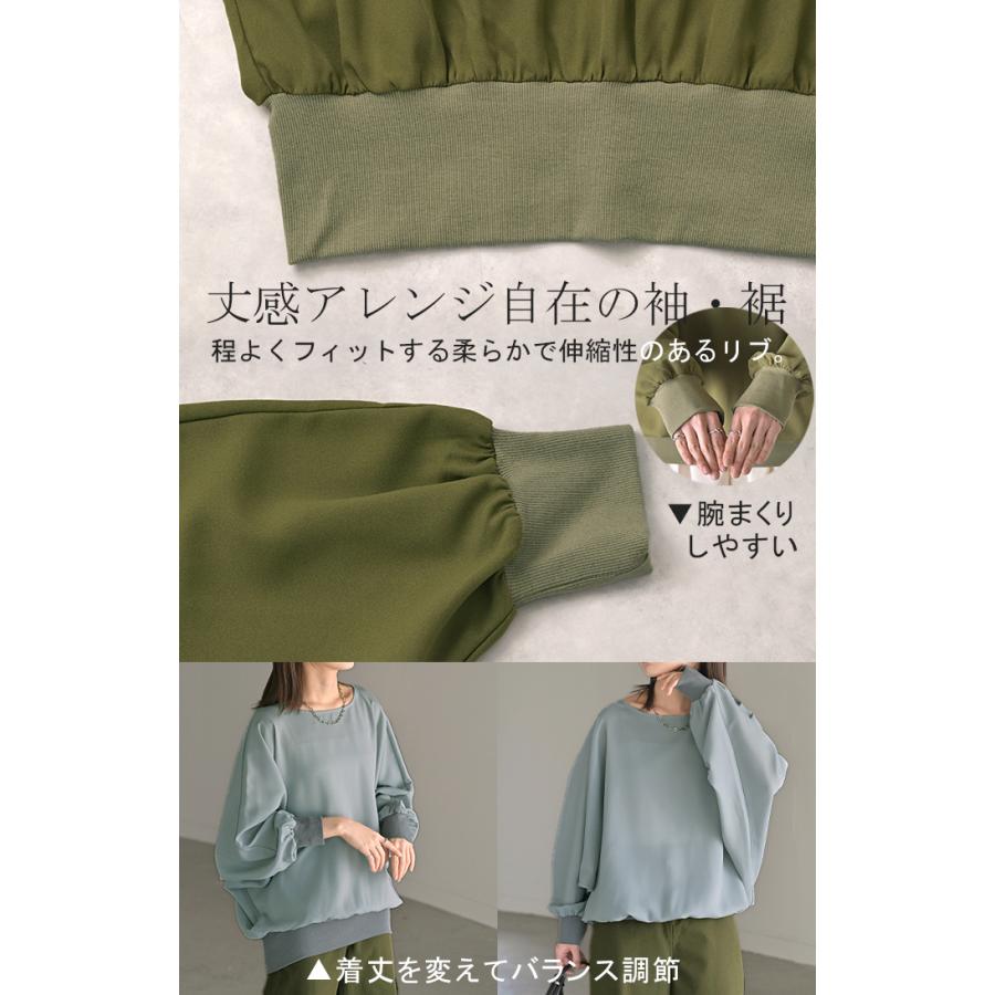 シャツ レディース ノーカラー トップス バンドカラー ブラウス ロング ロングシャツ チュニック プルオーバー ドルマン ボリュームスリーブ 長袖 無地 きれいめ | HUG.U | 19