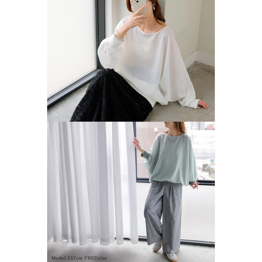 シャツ レディース ノーカラー トップス バンドカラー ブラウス ロング ロングシャツ チュニック プルオーバー ドルマン ボリュームスリーブ 長袖 無地 きれいめ | HUG.U | 20