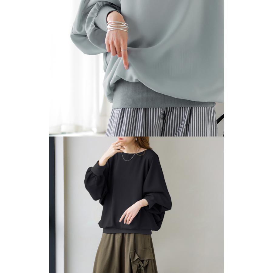 シャツ レディース ノーカラー トップス バンドカラー ブラウス ロング ロングシャツ チュニック プルオーバー ドルマン ボリュームスリーブ 長袖 無地 きれいめ | HUG.U | 22