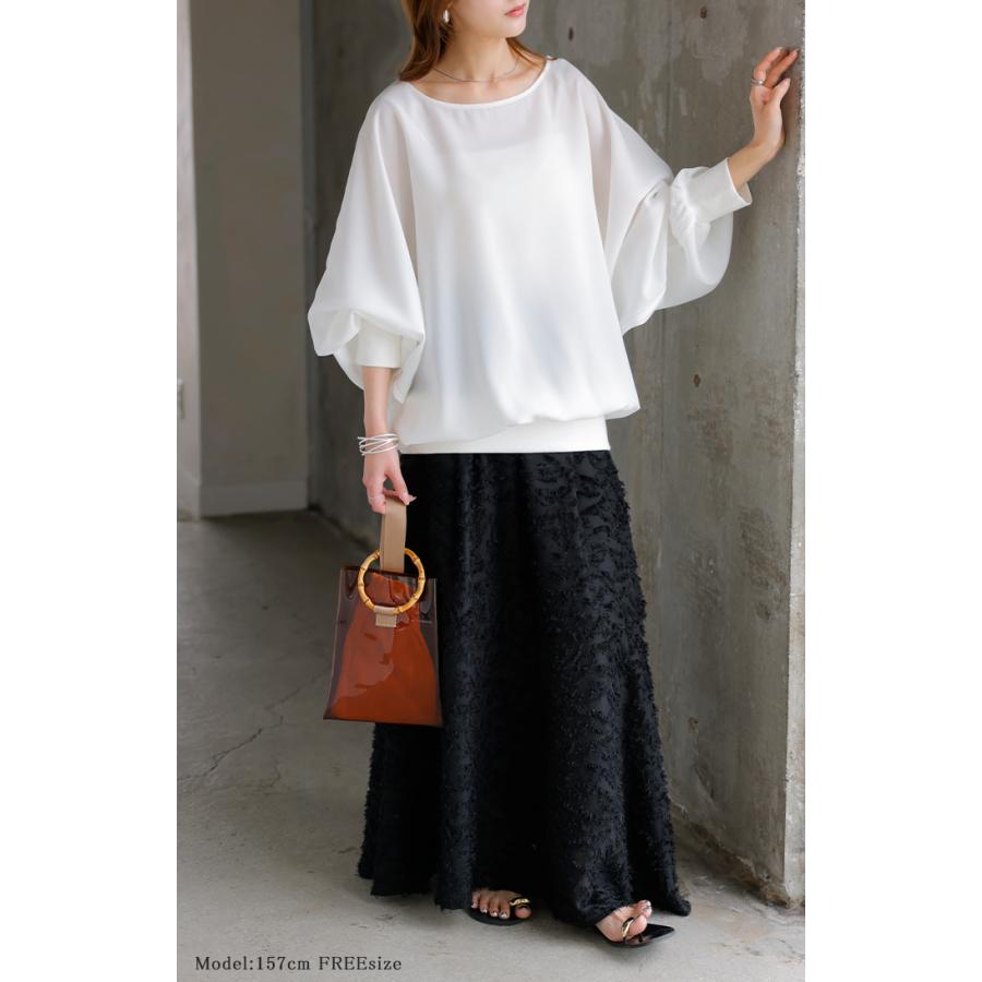 シャツ レディース ノーカラー トップス バンドカラー ブラウス ロング ロングシャツ チュニック プルオーバー ドルマン ボリュームスリーブ 長袖 無地 きれいめ | HUG.U | 06