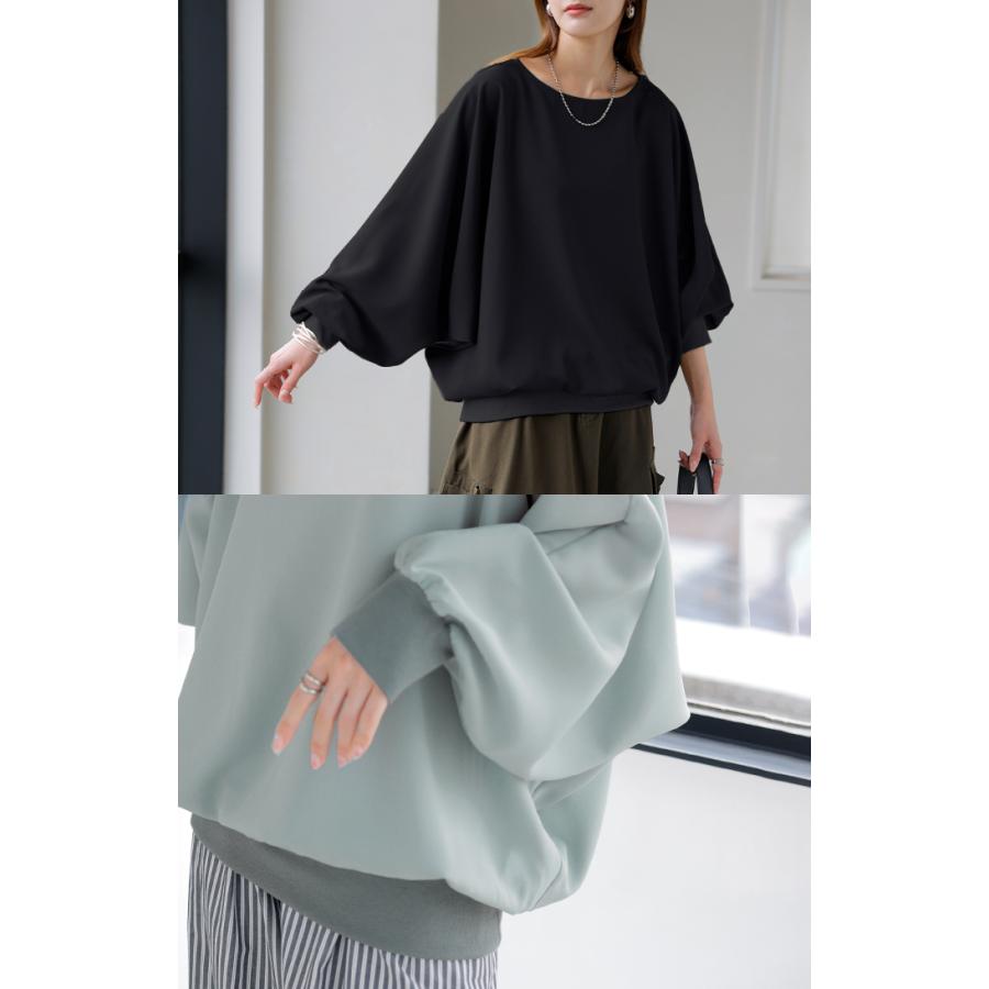 シャツ レディース ノーカラー トップス バンドカラー ブラウス ロング ロングシャツ チュニック プルオーバー ドルマン ボリュームスリーブ 長袖 無地 きれいめ | HUG.U | 07