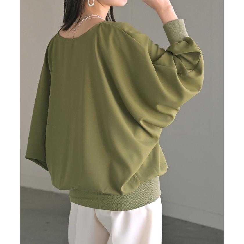 シャツ レディース ノーカラー トップス バンドカラー ブラウス ロング ロングシャツ チュニック プルオーバー ドルマン ボリュームスリーブ 長袖 無地 きれいめ | HUG.U | 08