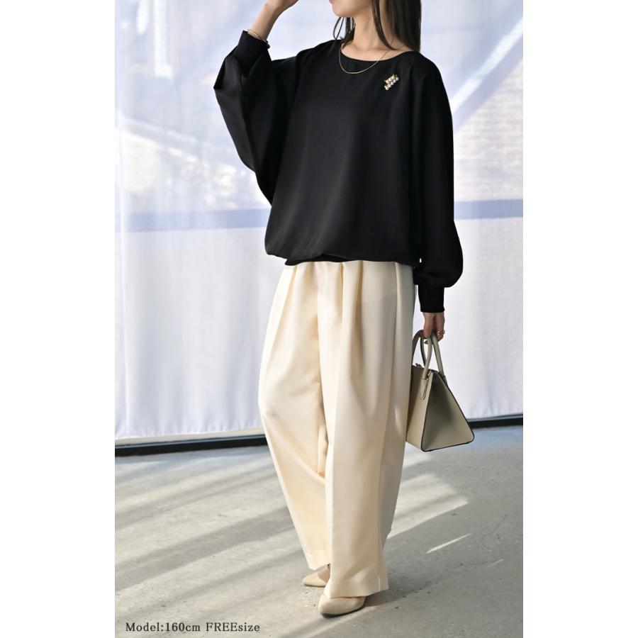 シャツ レディース ノーカラー トップス バンドカラー ブラウス ロング ロングシャツ チュニック プルオーバー ドルマン ボリュームスリーブ 長袖 無地 きれいめ | HUG.U | 12