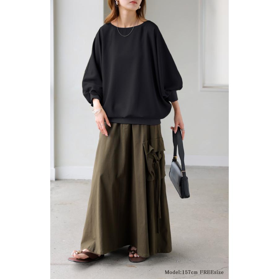 シャツ レディース ノーカラー トップス バンドカラー ブラウス ロング ロングシャツ チュニック プルオーバー ドルマン ボリュームスリーブ 長袖 無地 きれいめ | HUG.U | 12