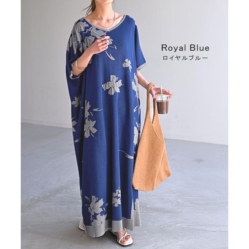 【Ganni】関税込★ブルー ジャカードニット ワンピース ルーシュ GANNI ジャカードニット ワンピース ルーシュ入り | THE OUTNET