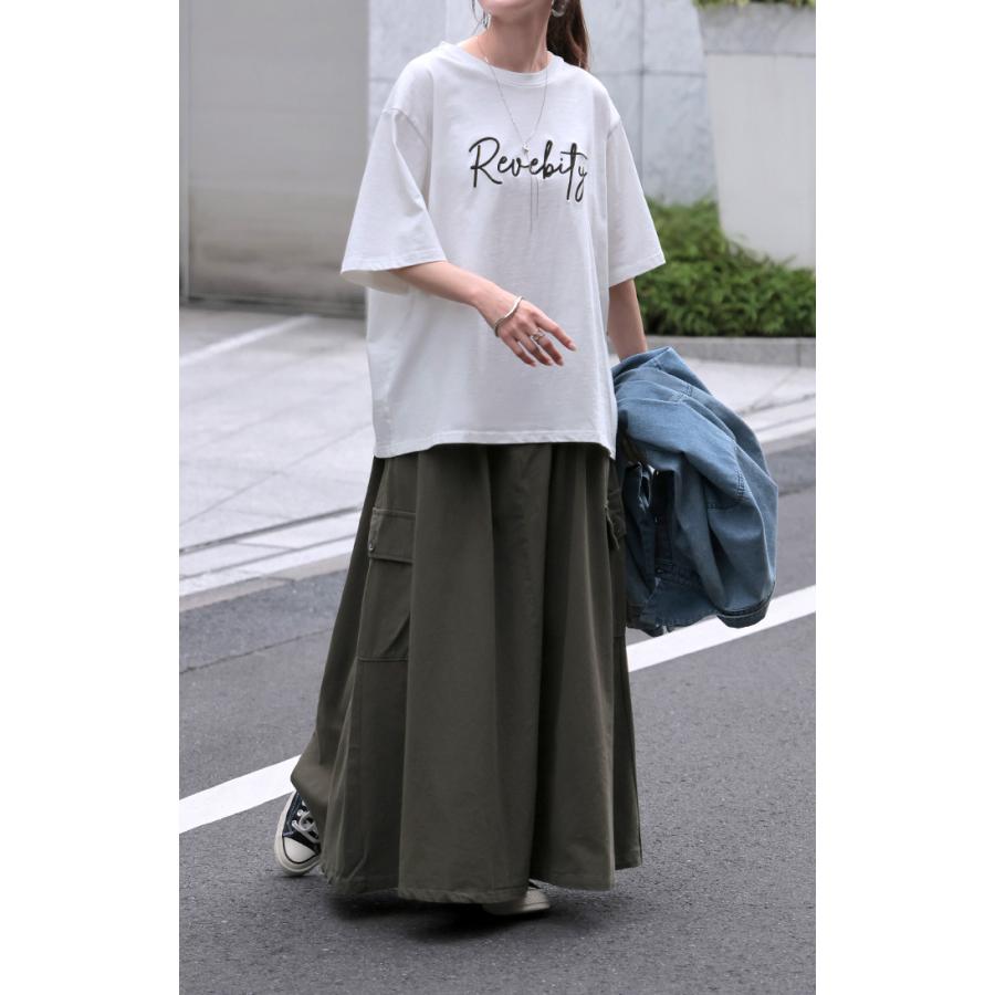 Tシャツ ロゴ レディース 綿100 刺繍 トップス 半袖 プリント カットソー ロング ティーシャツ チュニック クルーネック ドルマン ドルマンスリーブ ゆったり | HUG.U | 19