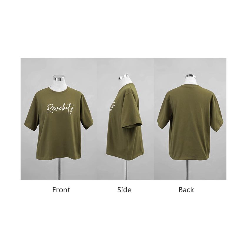 Tシャツ ロゴ レディース 綿100 刺繍 トップス 半袖 プリント カットソー ロング ティーシャツ チュニック クルーネック ドルマン ドルマンスリーブ ゆったり | HUG.U | 23
