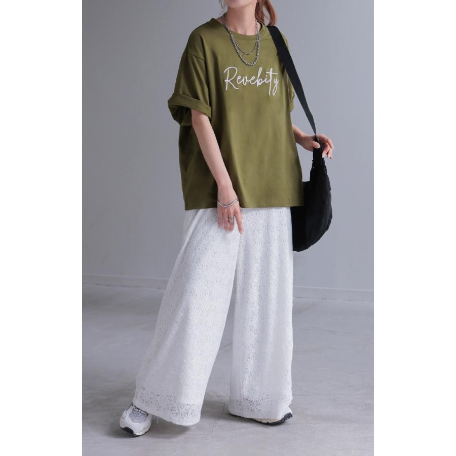Tシャツ ロゴ レディース 綿100 刺繍 トップス 半袖 プリント カットソー ロング ティーシャツ チュニック クルーネック ドルマン ドルマンスリーブ ゆったり | HUG.U | 10