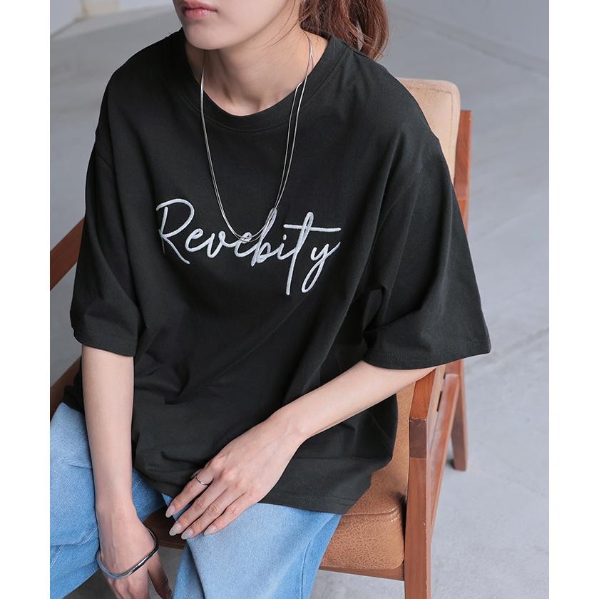 Tシャツ ロゴ レディース 綿100 刺繍 トップス 半袖 プリント カットソー ロング ティーシャツ チュニック クルーネック ドルマン ドルマンスリーブ ゆったり | HUG.U | 11
