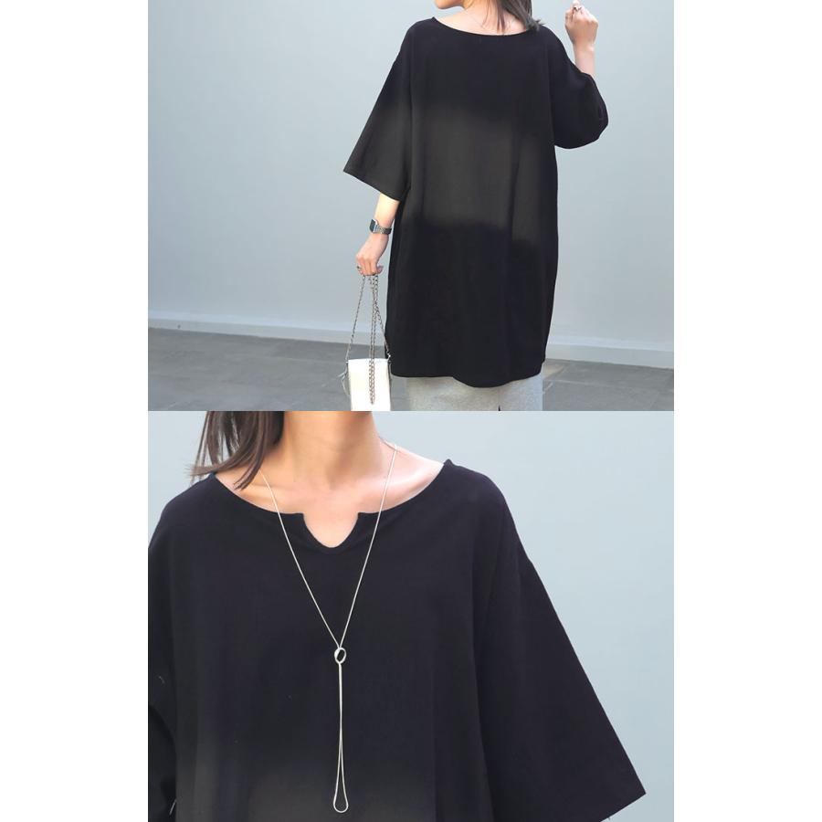 SALE ブラウス チュニック シャツ レディース トップス キーネック スキッパー ロング ロングシャツ シャツワンピース | HUG.U | 23