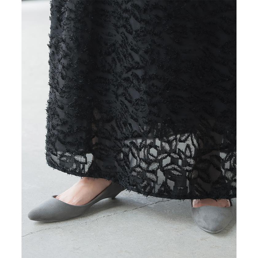 ワンピース サロペット フリンジ レディース スカート ロング オールインワン Aライン Vネック 無地 調節可能 ジャガード ノースリーブ | HUG.U | 20