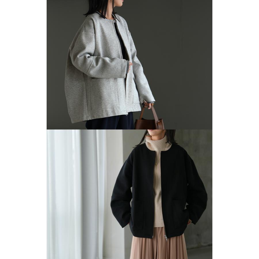 ジャケット ダンボール ノーカラー レディース アウター ロング 無地 長袖 羽織 ライトアウター チュニック オーバーサイズ クルーネック | HUG.U | 15