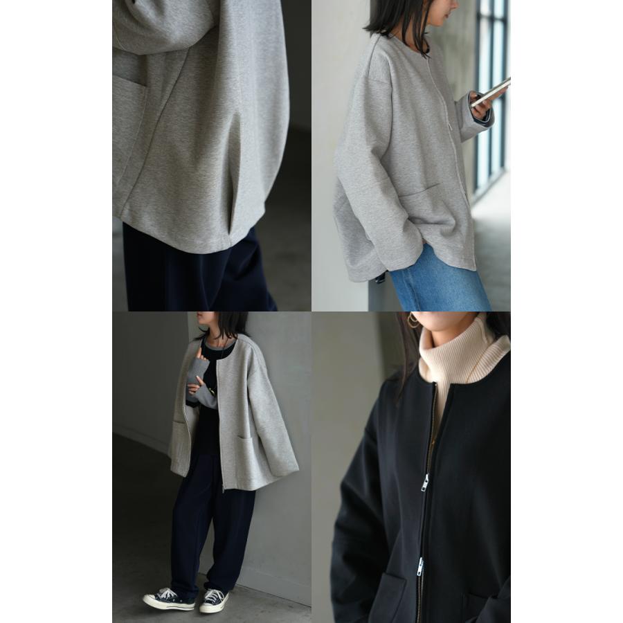 ジャケット ダンボール ノーカラー レディース アウター ロング 無地 長袖 羽織 ライトアウター チュニック オーバーサイズ クルーネック | HUG.U | 20