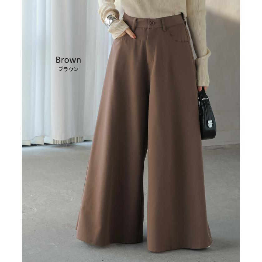 パンツ ワイド レディース ワイドパンツ ロング ロングパンツ フレア フレアパンツ 体型カバー ボトムス ボトム ストレート ズボン ゆったり ハイウエスト | HUG.U | 14