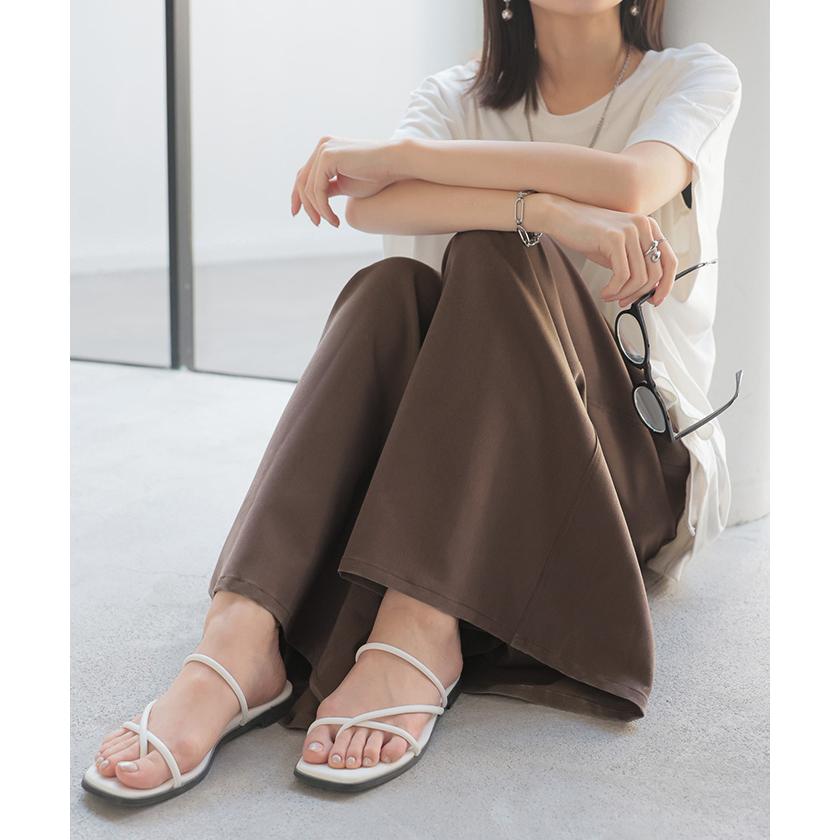 パンツ ワイド レディース ワイドパンツ ロング ロングパンツ フレア フレアパンツ 体型カバー ボトムス ボトム ストレート ズボン ゆったり ハイウエスト | HUG.U | 18