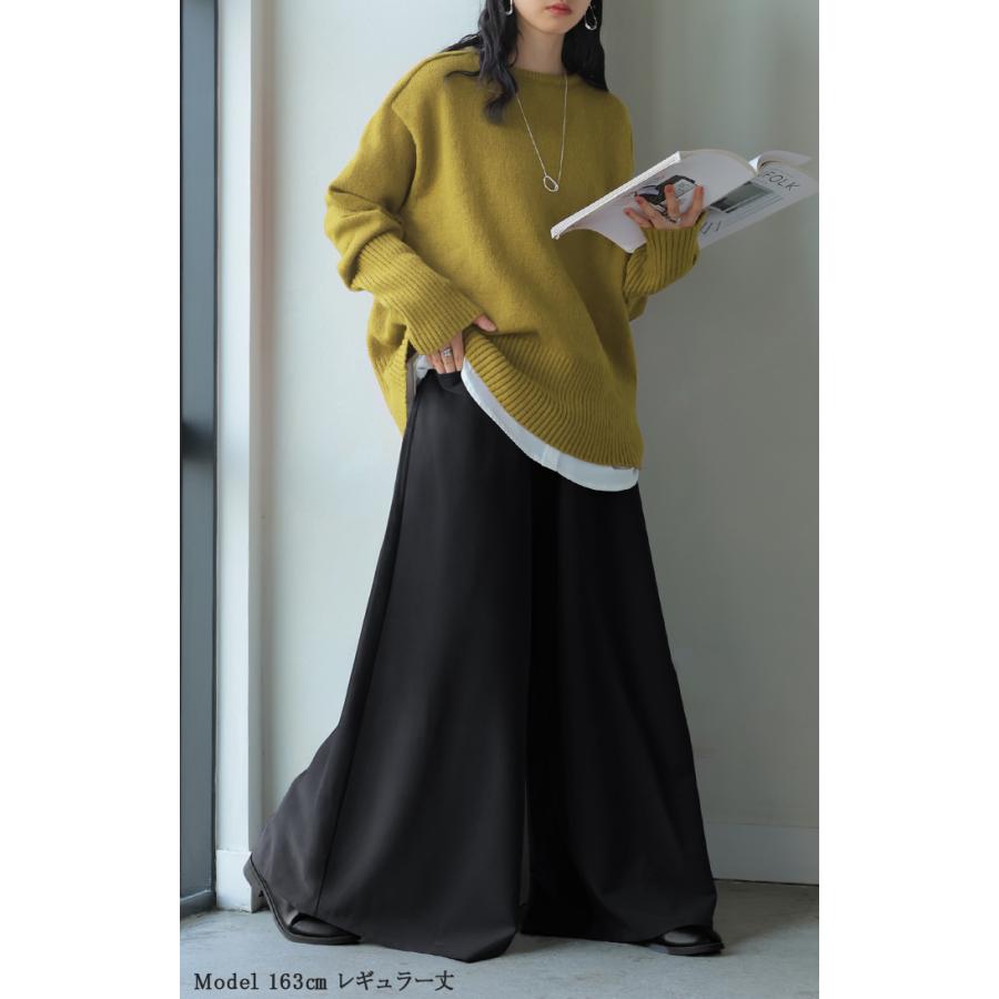 パンツ ワイド レディース ワイドパンツ ロング ロングパンツ フレア フレアパンツ 体型カバー ボトムス ボトム ストレート ズボン ゆったり ハイウエスト | HUG.U | 05