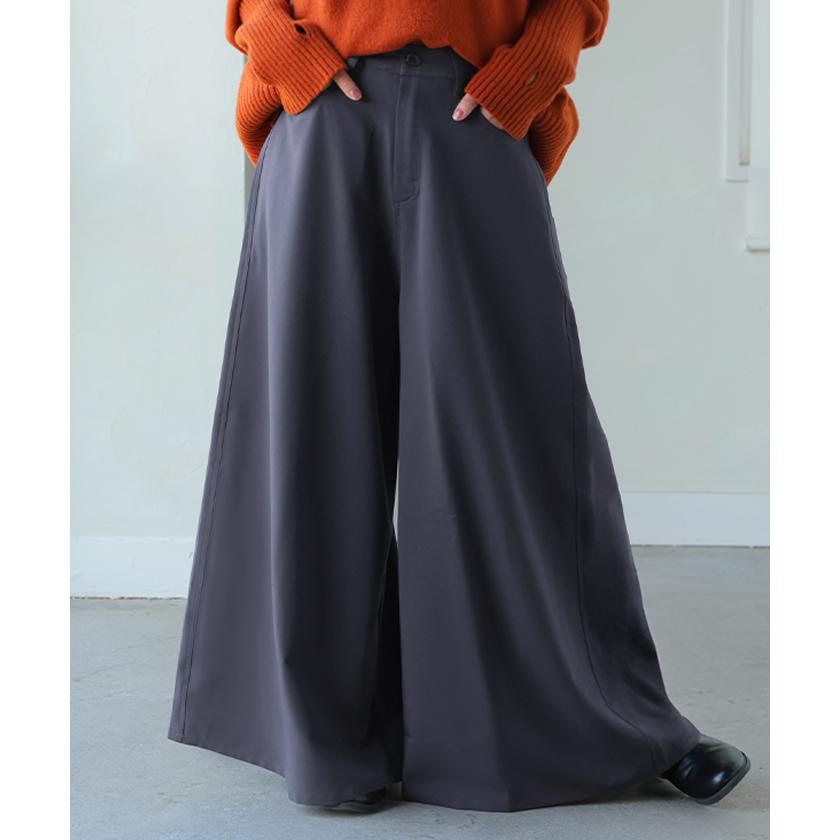 パンツ ワイド レディース ワイドパンツ ロング ロングパンツ フレア フレアパンツ 体型カバー ボトムス ボトム ストレート ズボン ゆったり ハイウエスト | HUG.U | 07