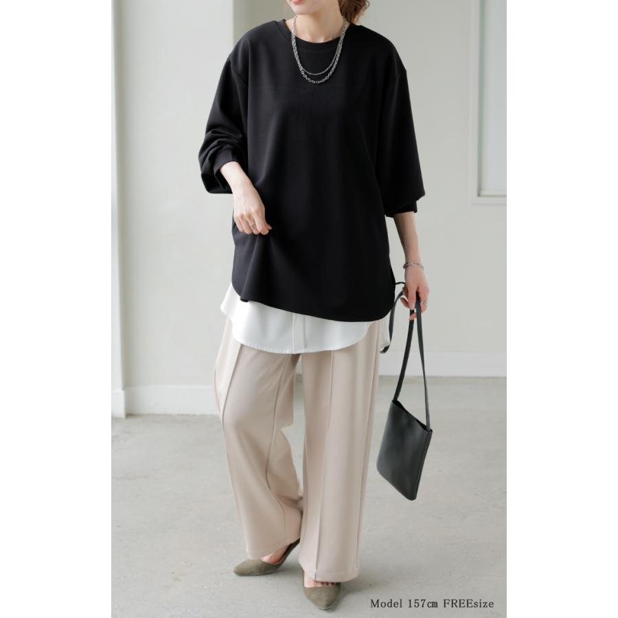 ロンT ブラウス レディース トップス シャツ 長袖 Tシャツ カットソー ロング ティーシャツ チュニック | HUG.U | 23