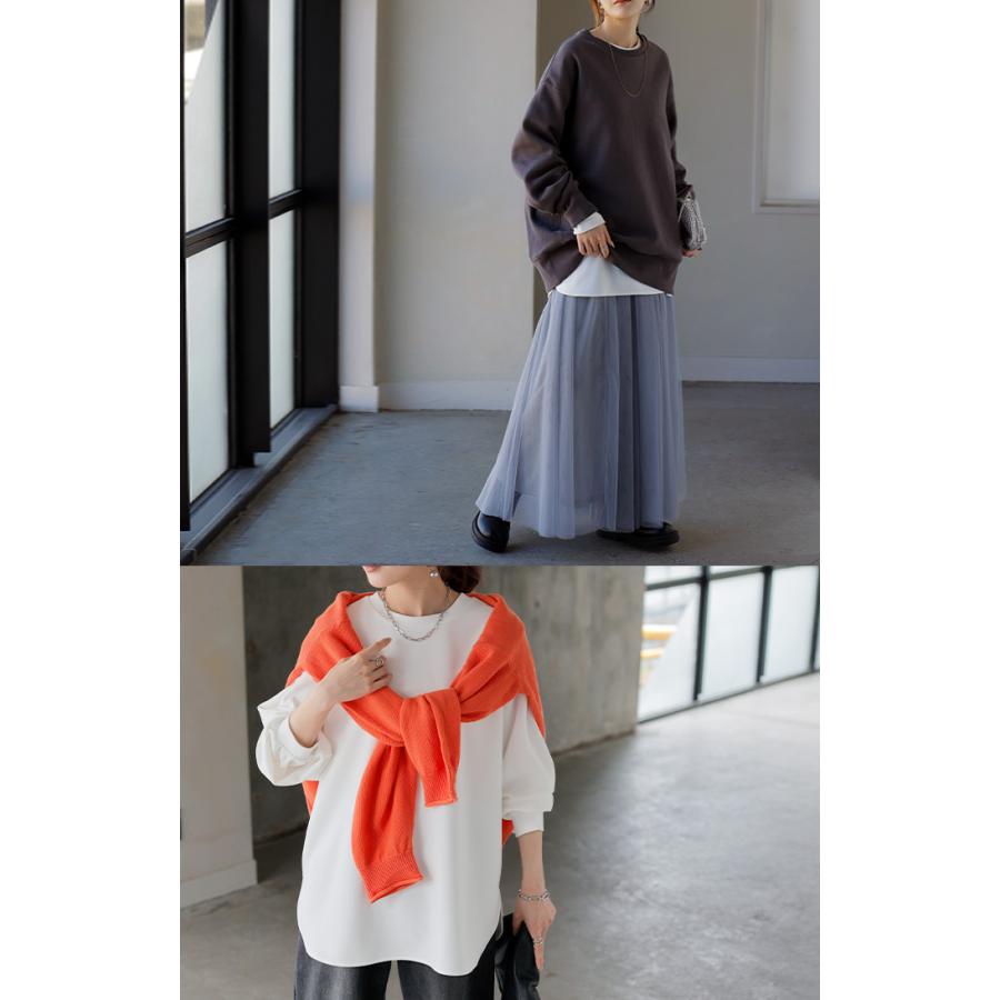 ロンT ブラウス レディース トップス シャツ 長袖 Tシャツ カットソー ロング ティーシャツ チュニック | HUG.U | 07