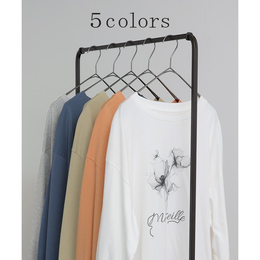 ロンT 花柄 ロゴ レディース トップス 長袖 プリント Tシャツ カットソー ロング ティーシャツ チュニック | HUG.U | 15