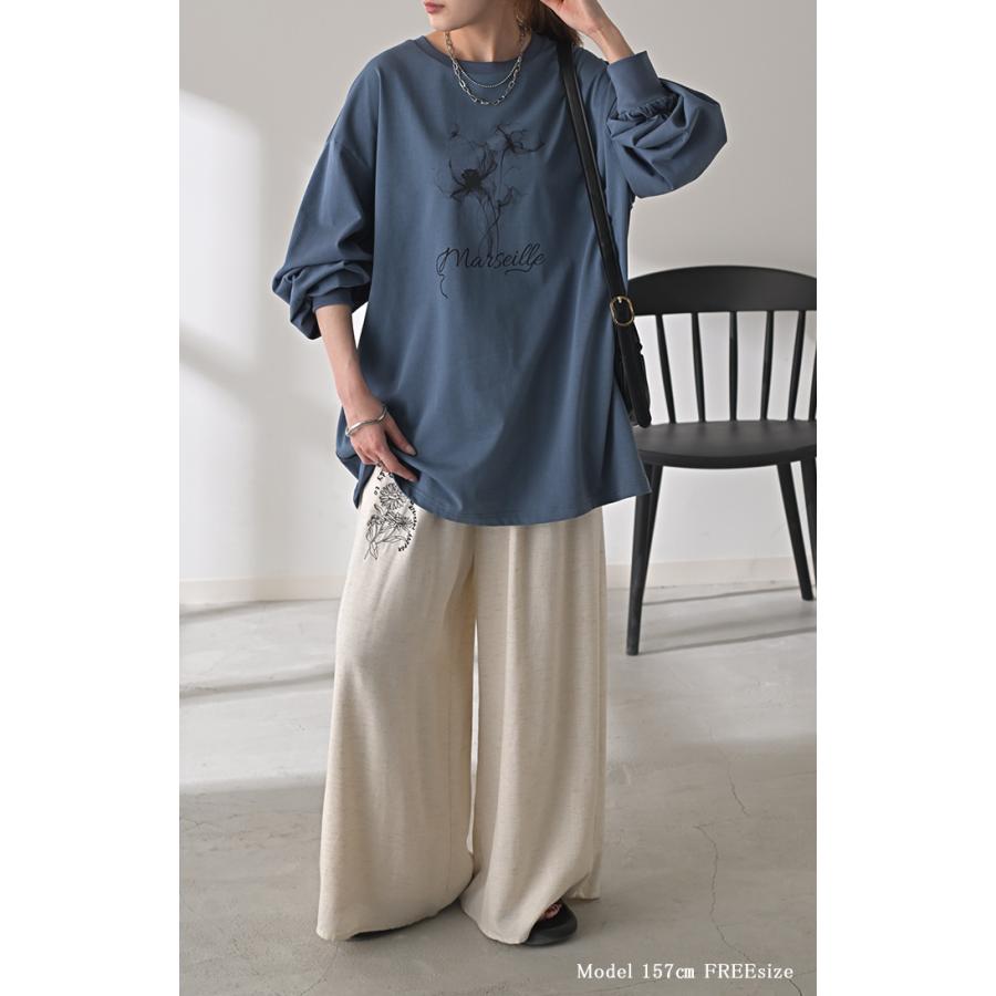 ロンT 花柄 ロゴ レディース トップス 長袖 プリント Tシャツ カットソー ロング ティーシャツ チュニック | HUG.U | 11