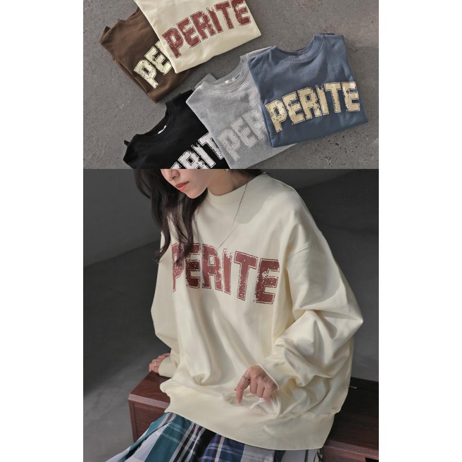 スウェット ロゴ レディース トップス ロング トレーナー チュニック オーバー プルオーバー 無地 長袖 長い | HUG.U | 07