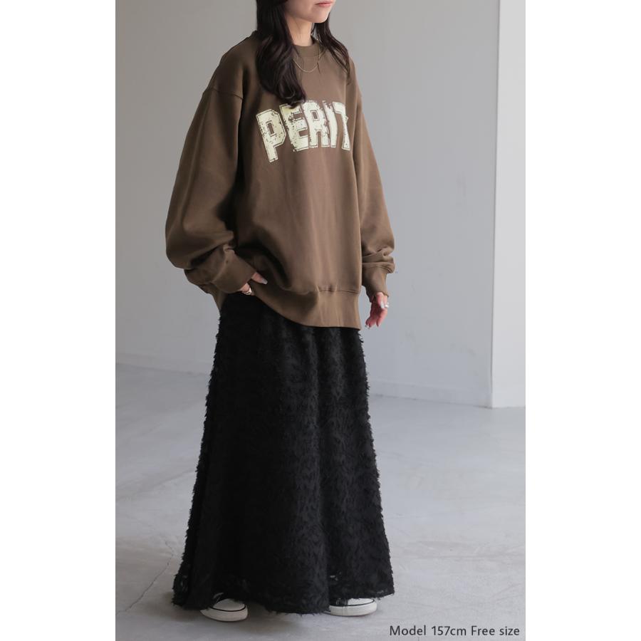 スウェット ロゴ レディース トップス ロング トレーナー チュニック オーバー プルオーバー 無地 長袖 長い | HUG.U | 08