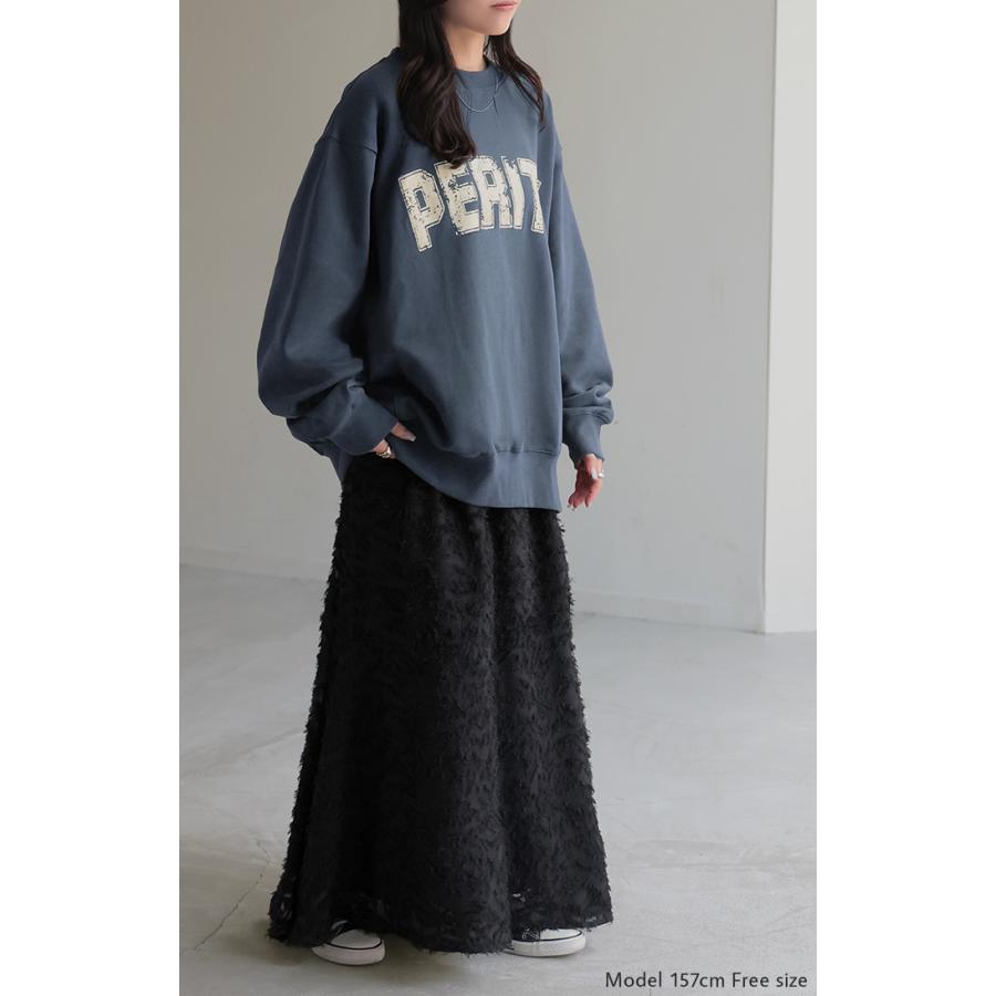 スウェット ロゴ レディース トップス ロング トレーナー チュニック オーバー プルオーバー 無地 長袖 長い | HUG.U | 08