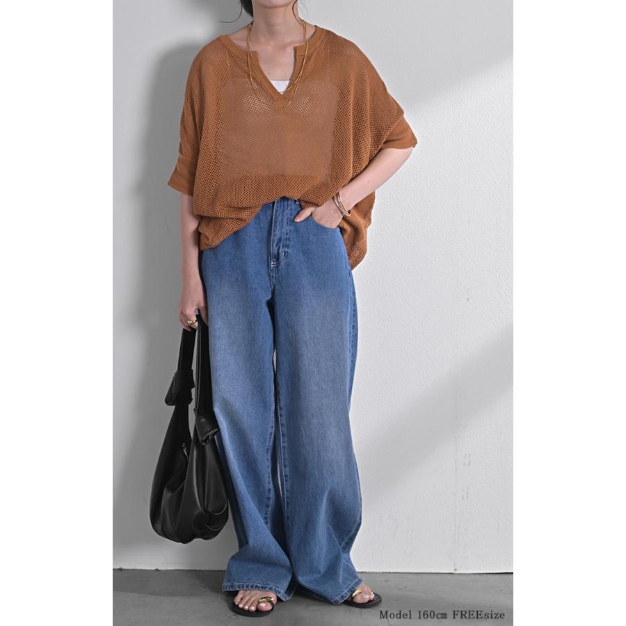 【美品】Cheekyブルーニットトップス AZUL HOME】ベルシャギーショートニットトップス｜WOMEN