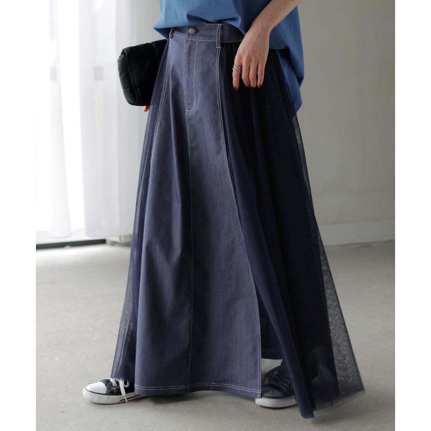 ドルガバ　デニム　コーデュロイ　切り替し　スカート　異素材 異素材切り替えサイドラインデニムスカート | COPINE