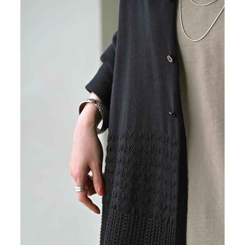 ニット 透かし編み カーディガン レディース カーデ トップス オーバー メッシュ ロング ニットカーディガン 羽織 ストール レイヤード 薄手 シアー チュニック | HUG.U | 20