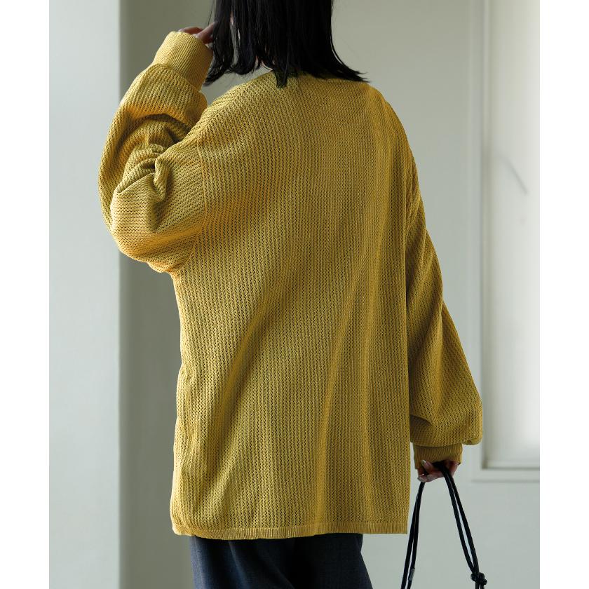 HUG.U（ハグユー） ニット ロゴ 刺繍 レディース 透かし編み トップス 