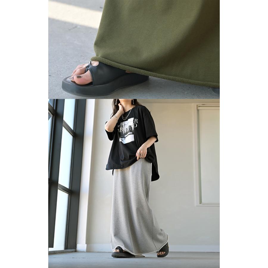 スカート 選べる 丈 裏地 裏毛 裏シャギー ロング 綿100 Aライン レディース ロングスカート ボトムス ボトム スウェット ストレッチ マキシ マキシスカート | HUG.U | 27