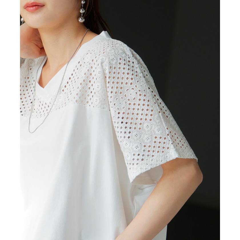 Tシャツ レース レディース トップス 半袖 カットソー ロング ティーシャツ 接触冷感 チュニック ビッグ | HUG.U | 19