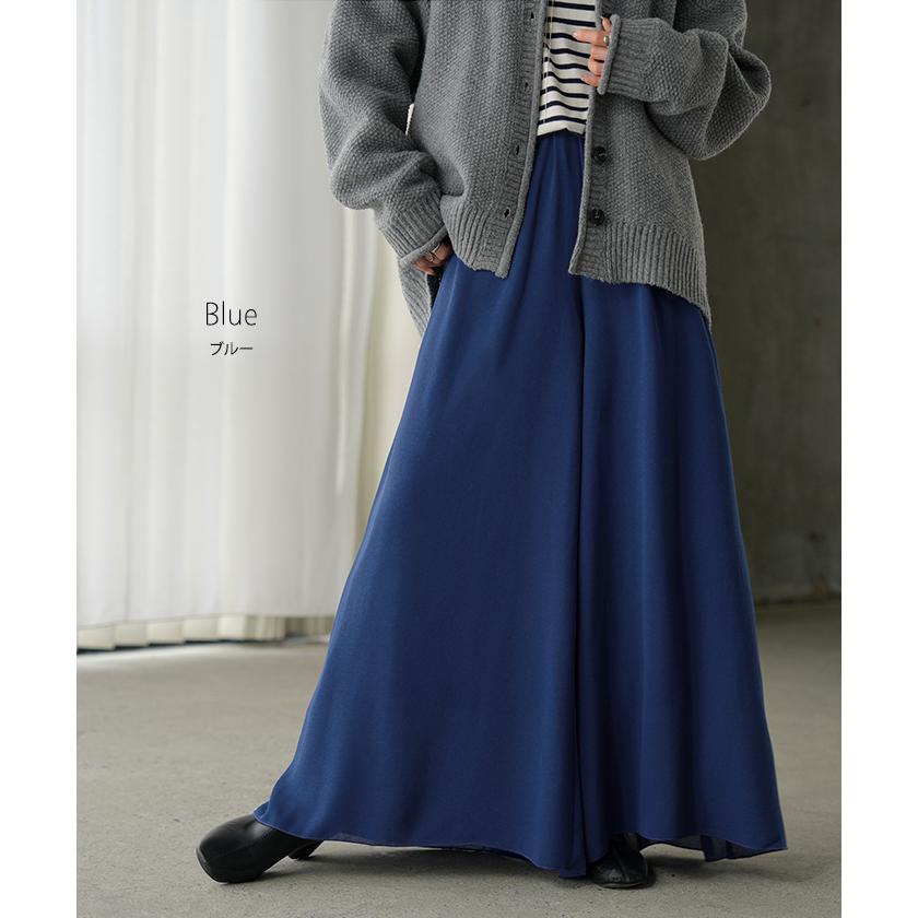 パンツ ワイド 選べる 2丈 シフォン ワイドパンツ レディース ロング ロングパンツ 体型カバー ボトムス ボトム フレア ストレート ズボン ゆったり ゴム | HUG.U | 17